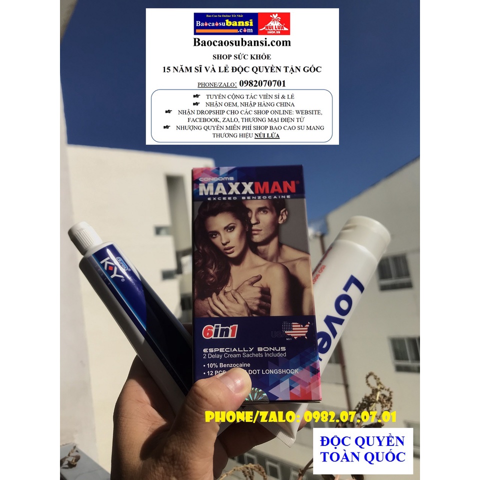 [MUA 1 TẶNG 3] BAO CAO SU GAI CAO CẤP MAXXMAN 12 CÁI PLUS + 1 GEL LOVEKIS 100ML + 1 GEL DUREX KY 50 G