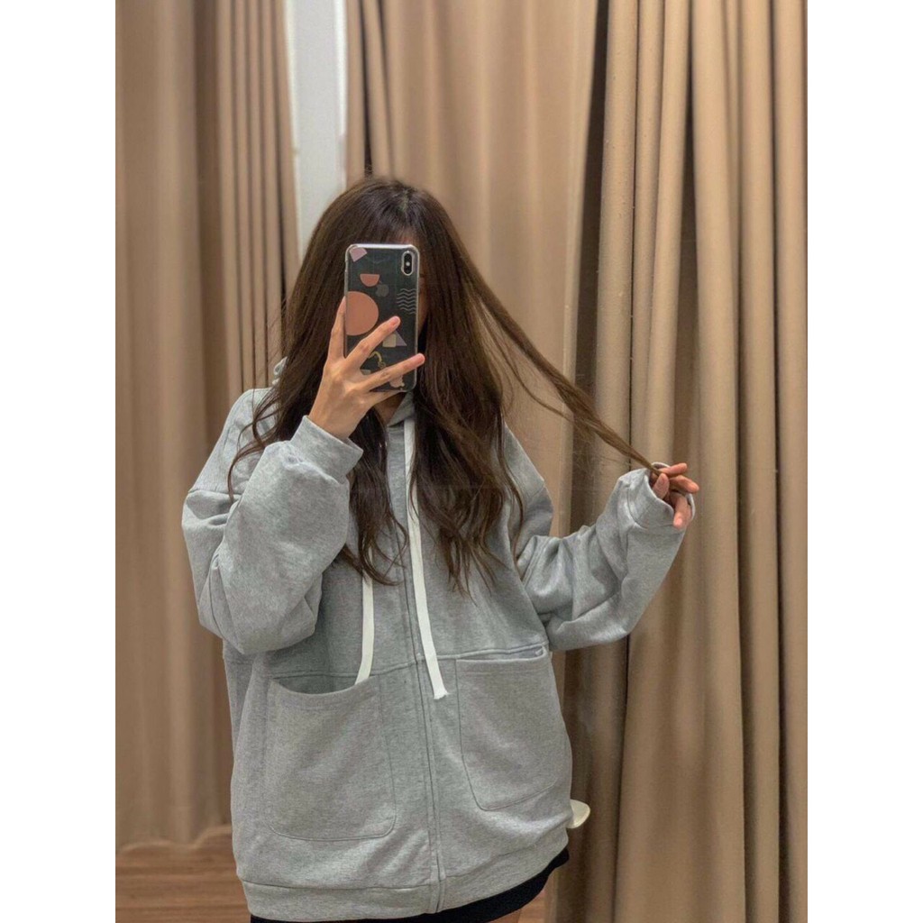 Áo Khoác Hoodie  Thun Nỉ Ngoại Túi Tròn  Thời Trang Nam Nữ