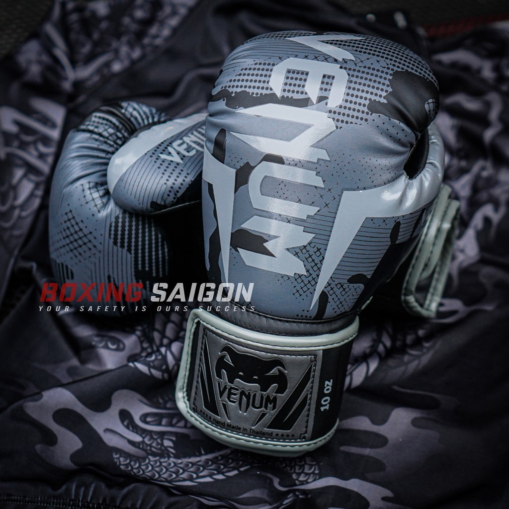 Găng tay boxing Venum Elite chính hãng - Black/Dark/Camo