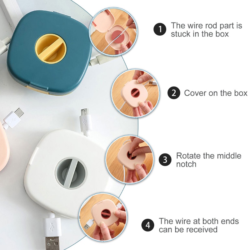 Bộ 3 Hộp Đựng Dây Cáp Dữ Liệu Đa Năng Có Thể Thu Gọn Kèm Giá Đỡ Điện Thoại Tiện Dụng