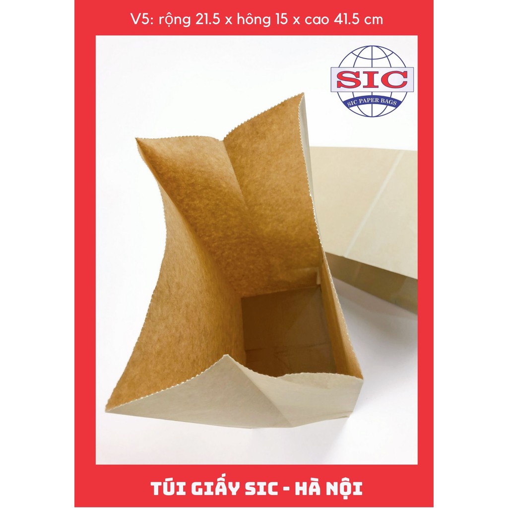 [SET 100 CHIẾC] TÚI GIẤY KRAFT V5: 21.5x15x41.5 KHÔNG QUAI ( ẢNH THẬT)