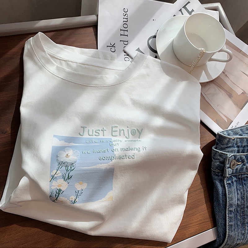 Áo Thun Tay Ngắn In Họa Tiết Dễ Thương Thời Trang Mùa Hè Cho Nữ