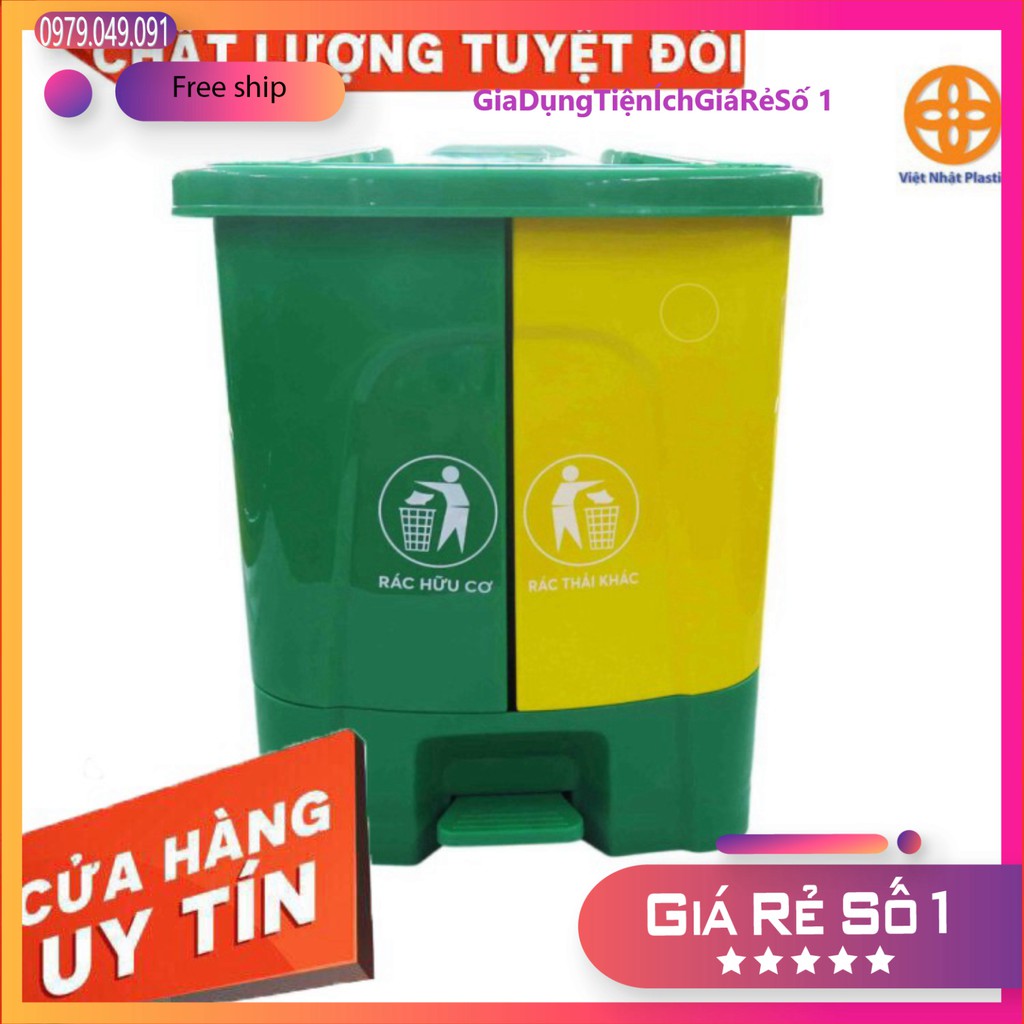 THÙNG RÁC NẮP BẬT 2 NGĂN CỠ LỚN 40L NHỰA VIỆT NHẬT