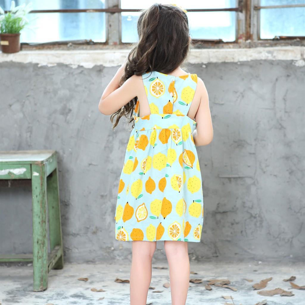 Đầm công chúa họa tiết trái cây xinh xắn cho bé gái
