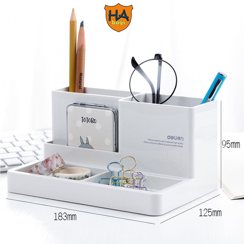 Khay đựng bút để bàn HABAGS nhiều ngăn để đồ dùng học tập, văn phòng phẩm HB1002