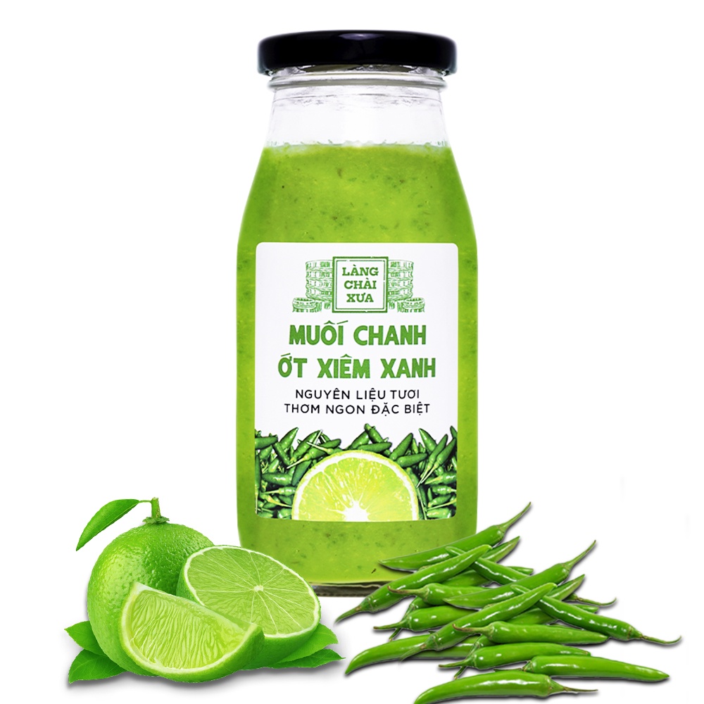 Bộ 6 chai nước chấm Làng Chài Xưa 300g muối ớt xanh, muối ớt đỏ, nước mắm chua ngọt, nước mắm gừng, nước mắm me, mắm nêm