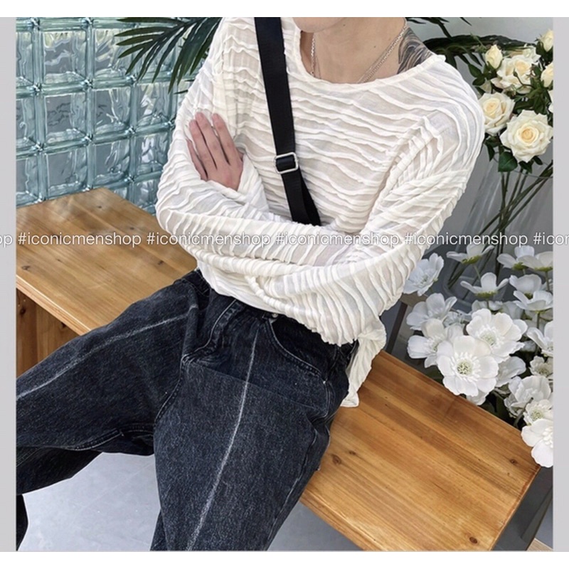 Áo thun nam lượn sóng fom rộng