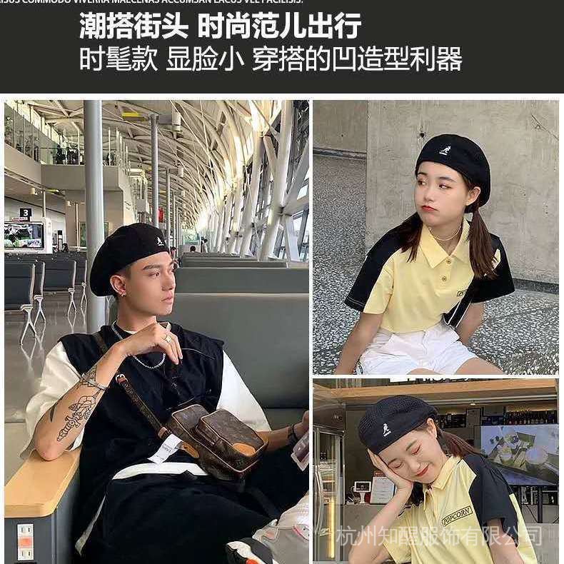 Mũ beret KANGOL phối lưới đẹp thanh lịch cho nam nữ