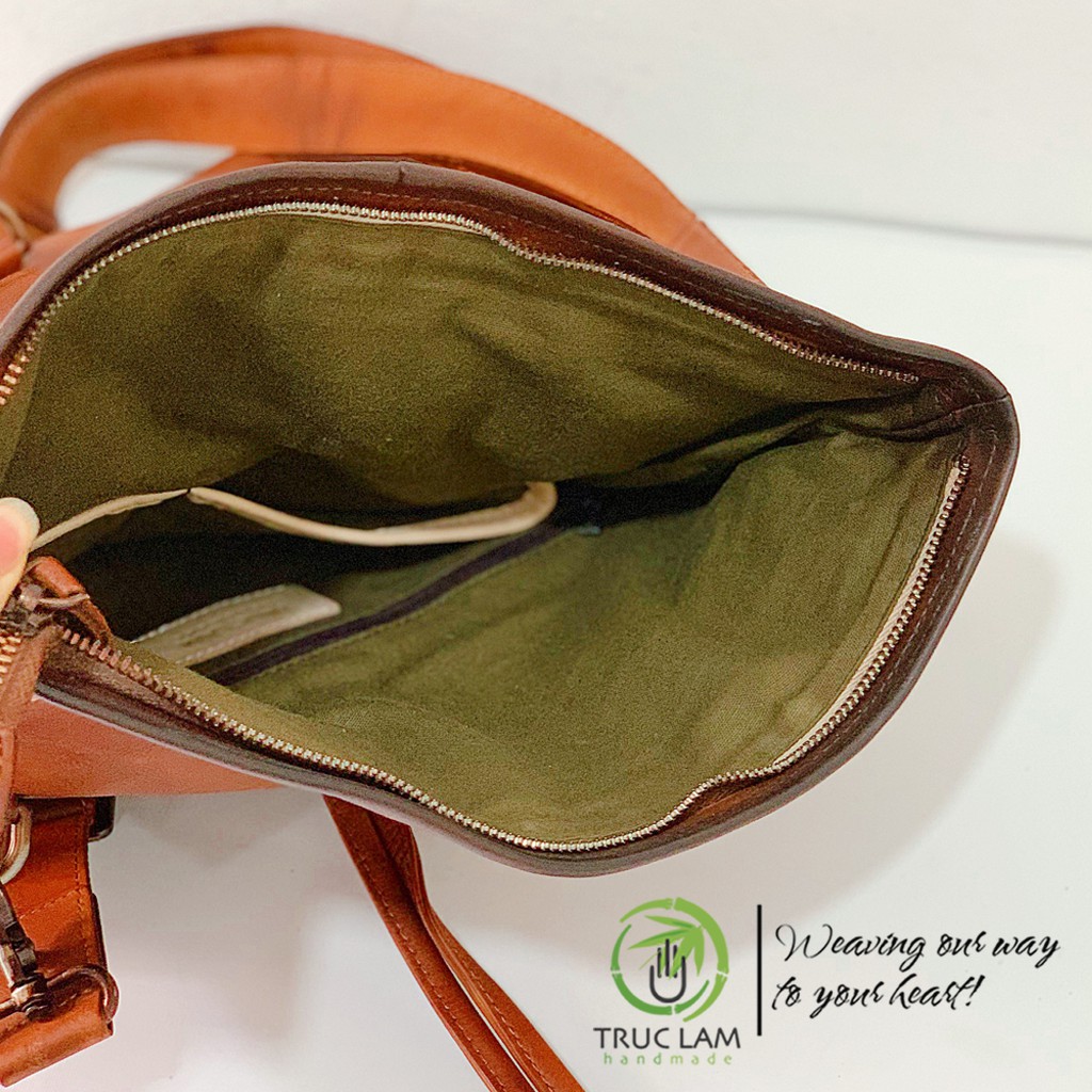 Túi Đeo Chéo Thời Trang Nam Da Bò Thật Cao Cấp Nắp Gập – Trúc Lâm Handmade