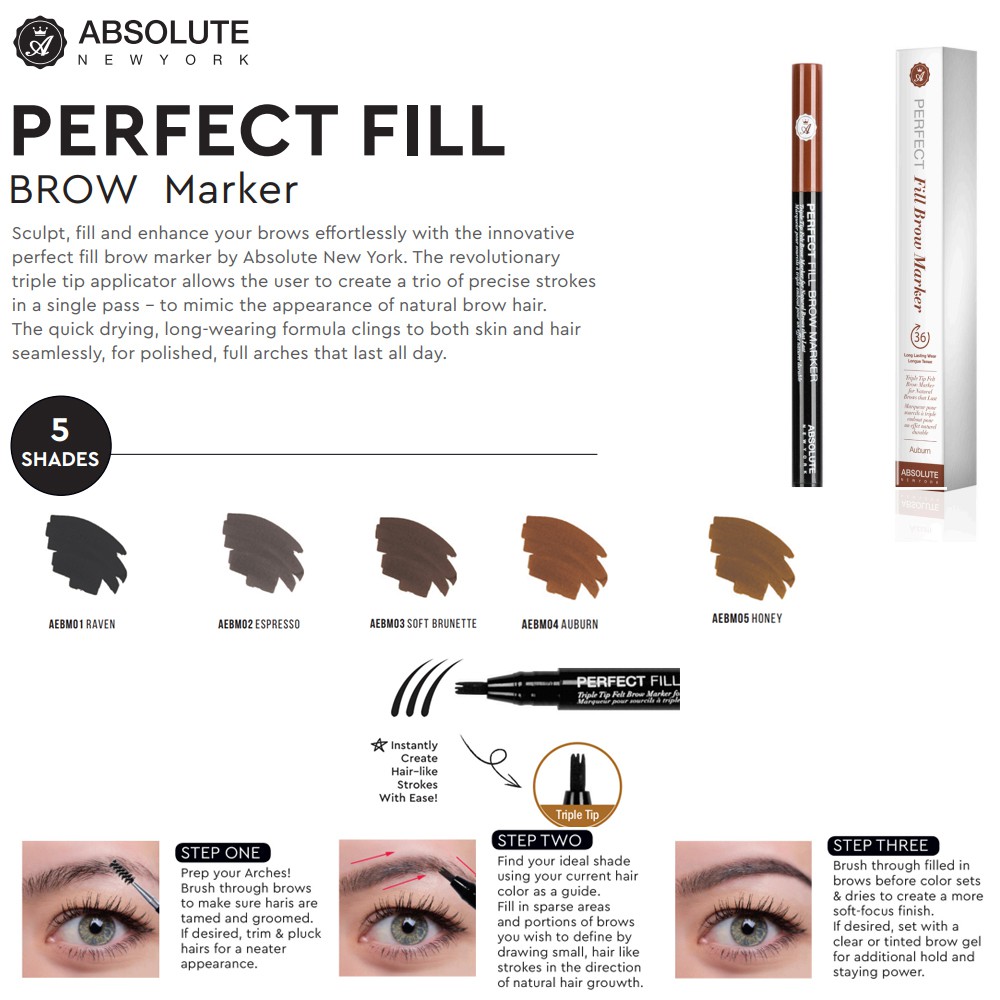 Bút dạ kẻ mày Perfect Fill Brow Marker (AEBM) - Lâu trôi (Long Lasting Wear)