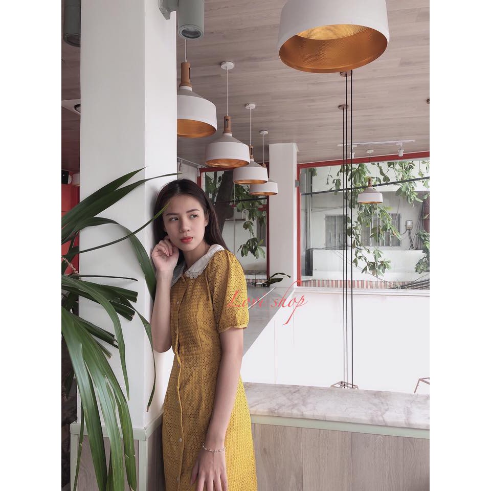 Đầm Ren cổ sen cúc ngọc tiểu thư xinh xắn