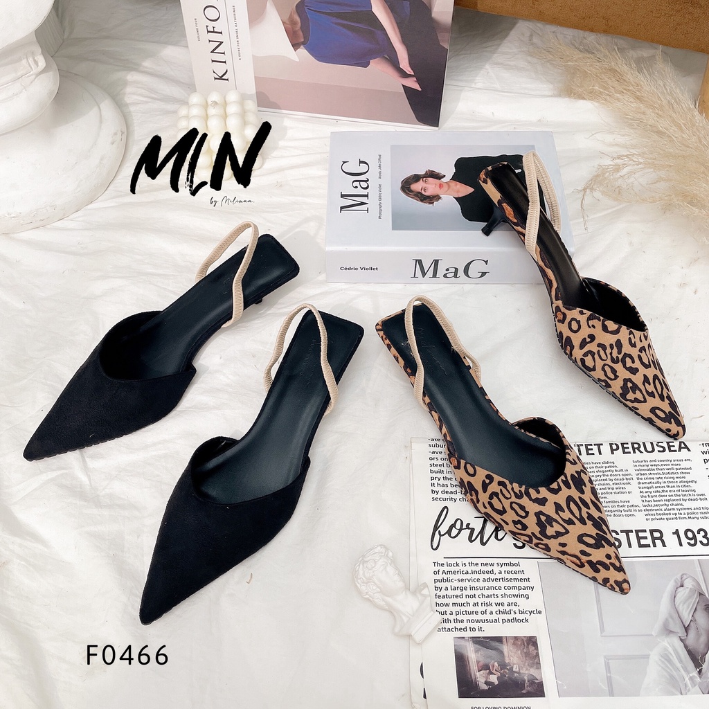 GIÀY CAO GÓT NỮ SLINGBACK GÓT NHỌN 3P BÍT MŨI NHỌN HẬU THUN F0466