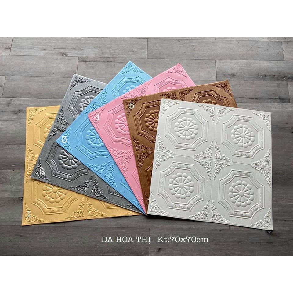 Xốp dán tường giả da hoa thị ( dán tường hay dán trần đều đẹp ạ )