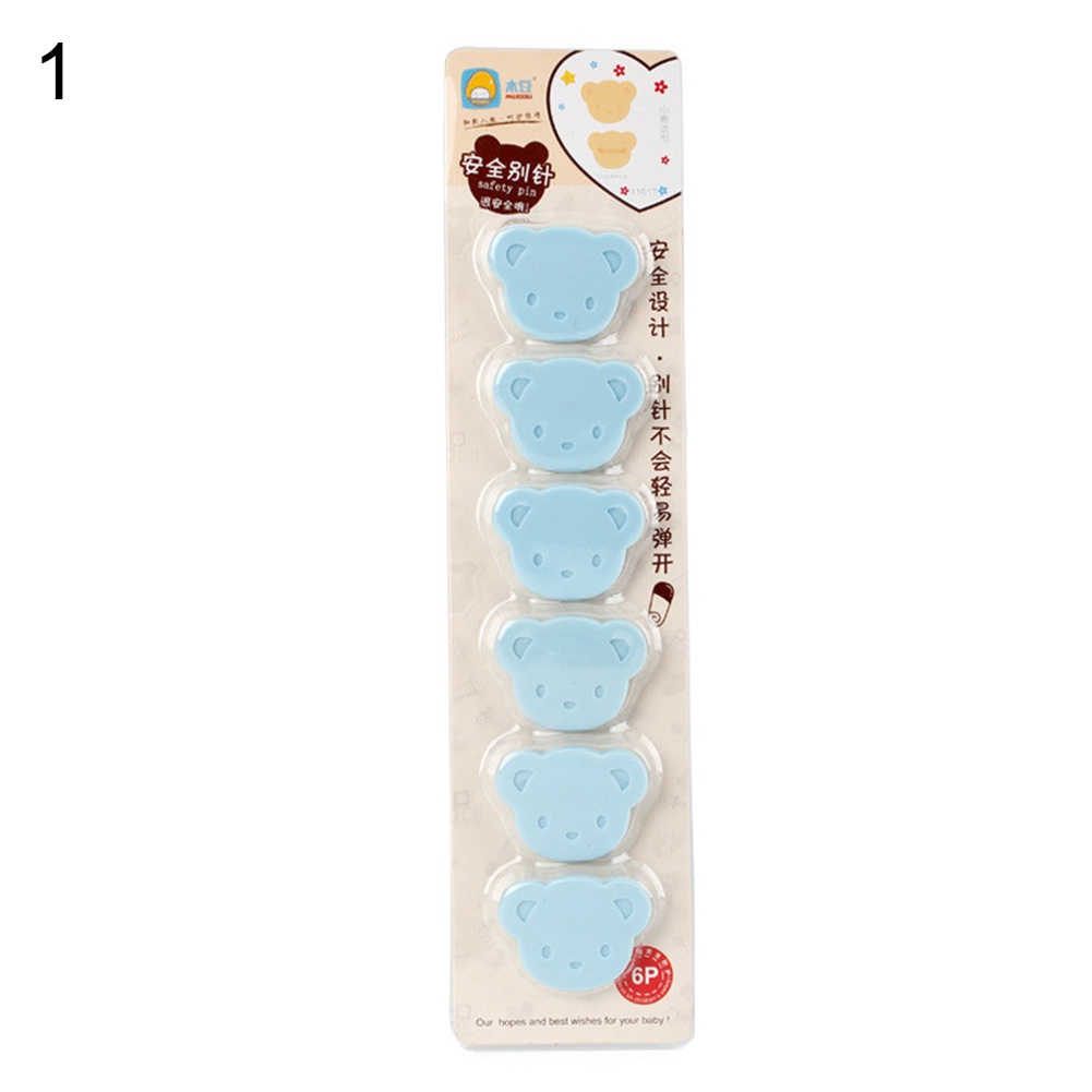 Set 6 Kẹp Giữ Khăn Yếm Em Bé Hình Gấu Thắt Nơ Dễ Thương