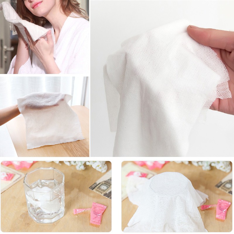 (Hàng Mới Về) Set 50 Khăn Mặt Dạng Nén Dùng Một Lần Tiện Dụng Khi Đi Du Lịch