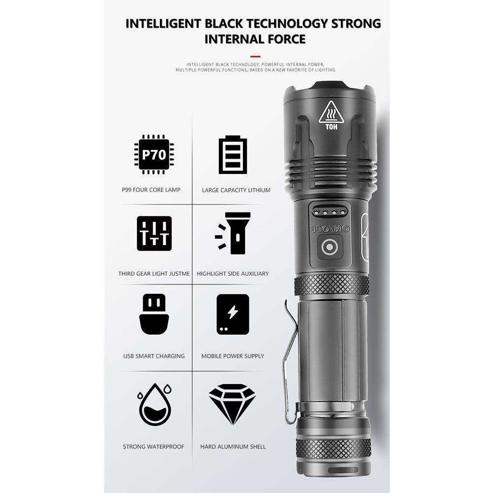 Đèn Pin LED Xhp70 Siêu Sáng Tiện Dụng Cho Các Hoạt Động Ngoài Trời