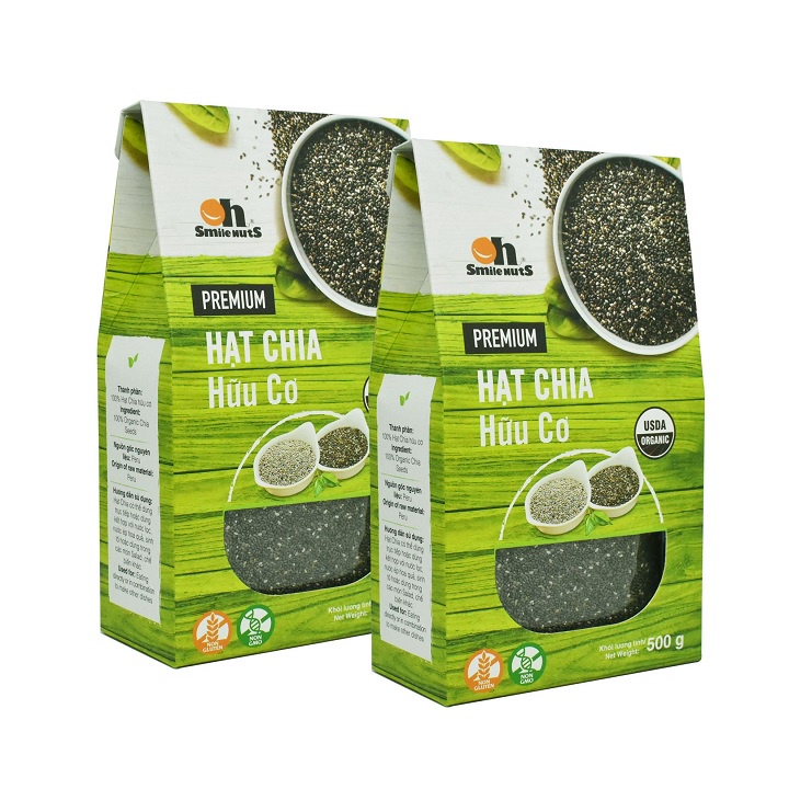 Combo 2 hộp Hạt Chia Đen hữu cơ Smile Nuts 500g/Hộp _ Chia đen nhập khẩu từ Peru