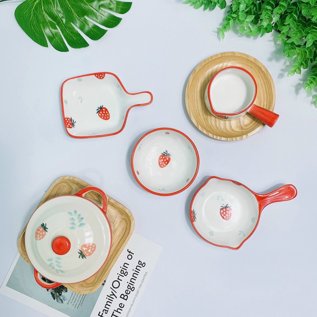 Bộ Bát Sứ Ăn Dặm Cho Bé , Chén Ăn Dặm Kiểu Nhật Hình Hoa Quả Đáng yêu