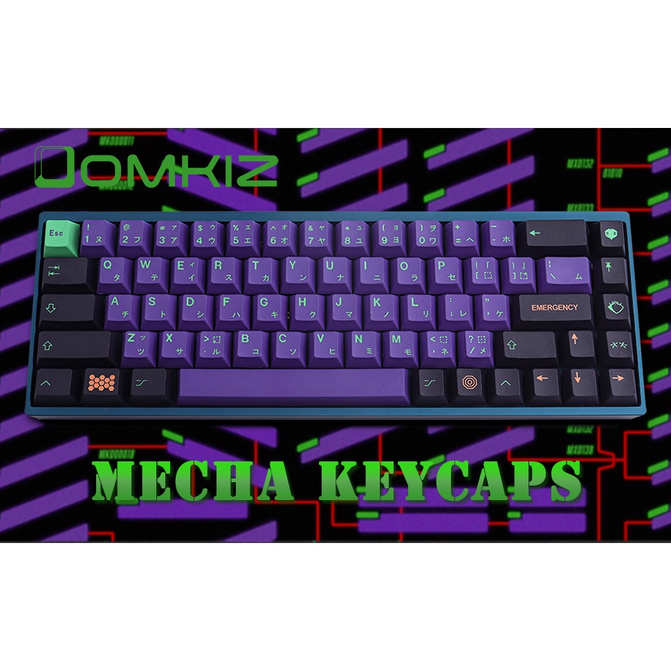 EVA Mecha-01 Keycap, 134 phím PBT Keycaps Cherry Profile DYE-SUB EVA Nhật Bản Keycap cho bàn phím cơ chơi game, bàn phím cơ