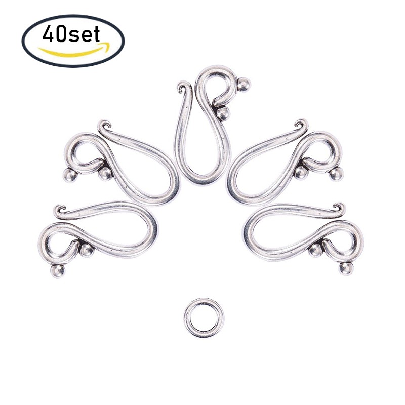 Set 40 móc gài trang sức 12x20.5mm màu bạch kim