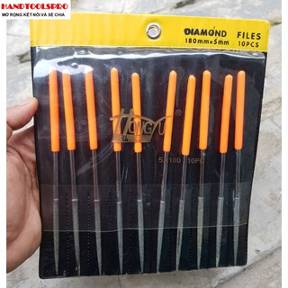 Bộ dũa kim cương tròn 10 món HONGYU gồm 3 size 3x140mm,4x160mm,5x180mm