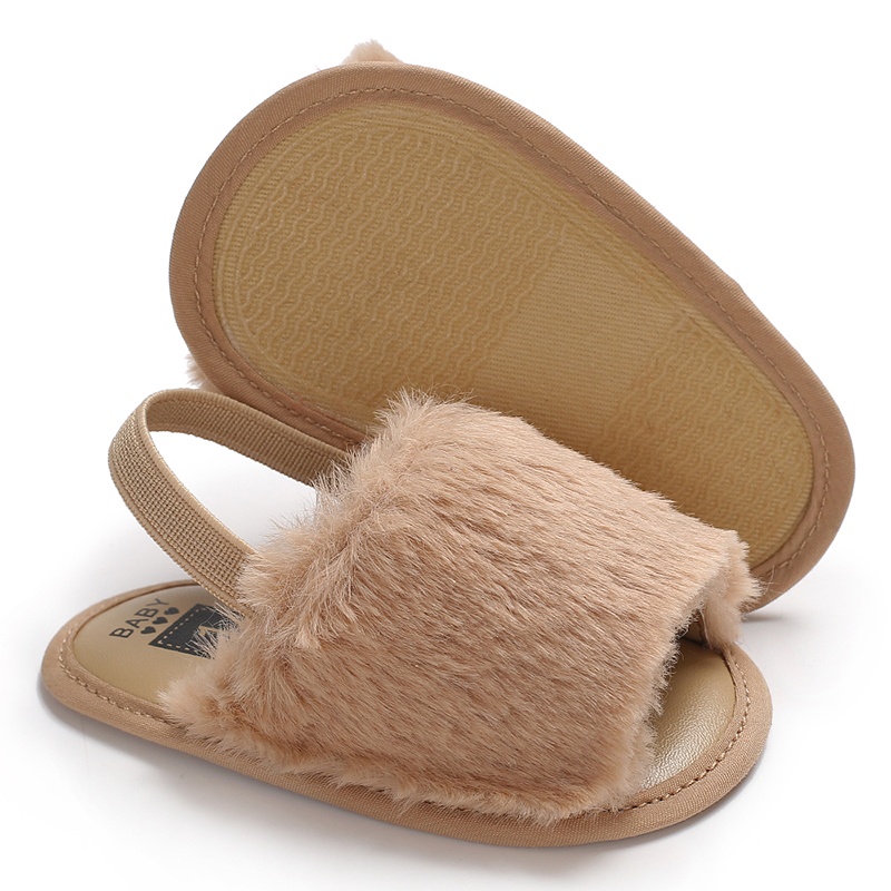 Sandal Lông Nhung Đế Mềm Chống Trượt Cho Bé Gái