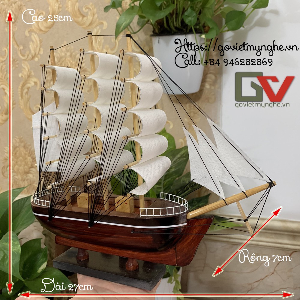 Tàu thuyền gỗ mô hình trang trí phong thủy thuận buồm xuôi gió - quà tặng đối tác - Tàu Cutty Sark - Dài 27cm
