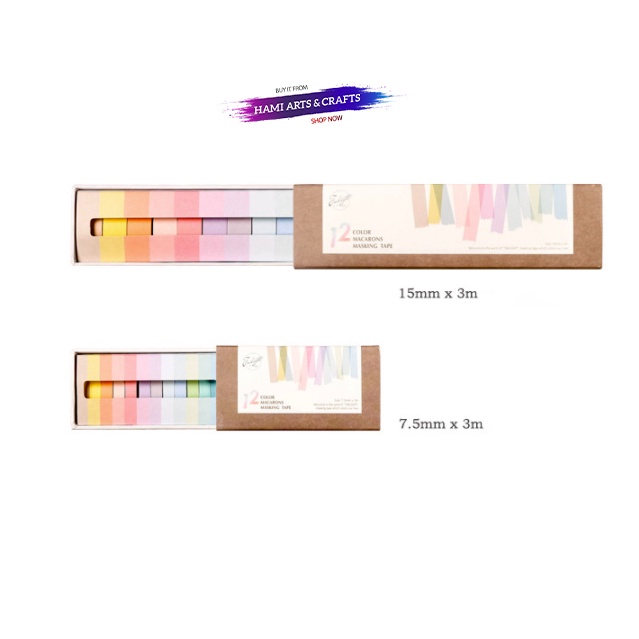 Washi Tape 12 màu pastel dài 3m [washi-061]