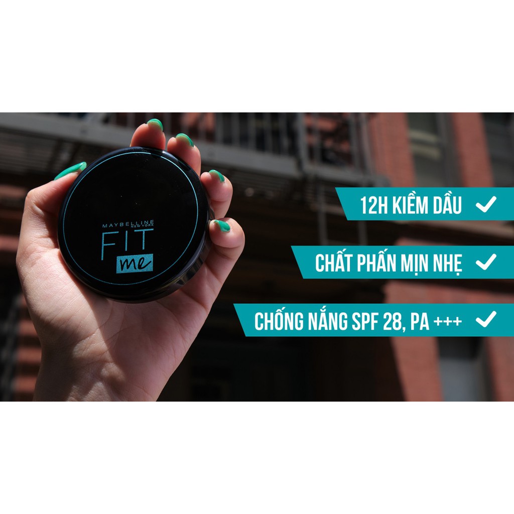 Phấn Nén Fit Me Maybelline Kiềm Dầu Chống Nắng 12H Mịn Lì Lâu Trôi SPF 28 PA+++ New York Compact Powder 6g