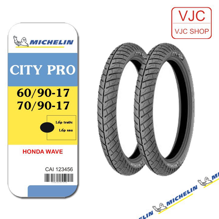 Lốp ( Vỏ ) xe Wave Michelin trước 60/90-17 (2.25-17) hoặc sau 70/90-17 (2.50-17) CITY PRO loại dùng săm