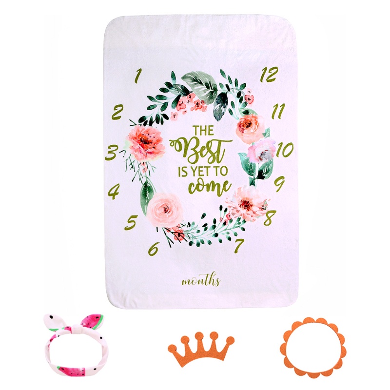 1 Set Chăn Đánh Dấu Cột Mốc Phát Triển Theo Tháng Làm Phụ Kiện Chụp Ảnh Cho Bé Sơ