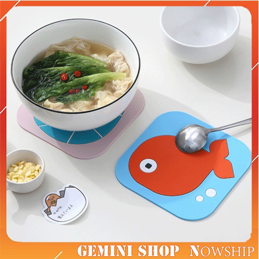 Miếng Lót Cốc Lót Nồi, Chén Cách Nhiệt Silicon Chống Thấm họa tiết đẹp xinh xắn MLC01