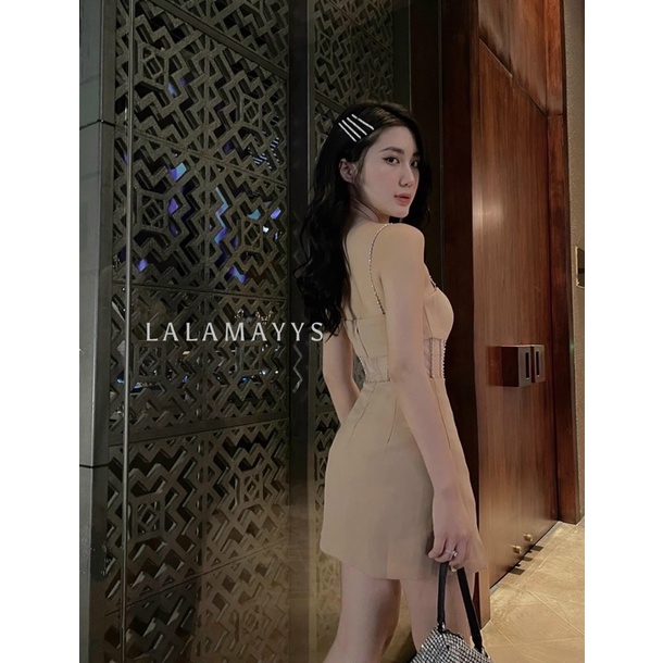 Đầm cúp ngực Đính Đá Dự Tiệc Sang Chảnh Phối Lưới