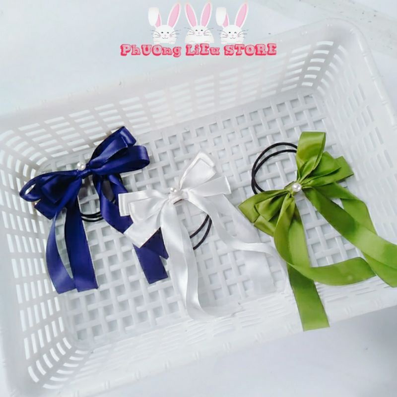Cột tóc nơ tiểu thư 2 tầng satin lụa Hàn Quốc xinh xắn dễ thương - Phụ kiện tóc, cột tóc nơ PHUONGLIEUSTORE