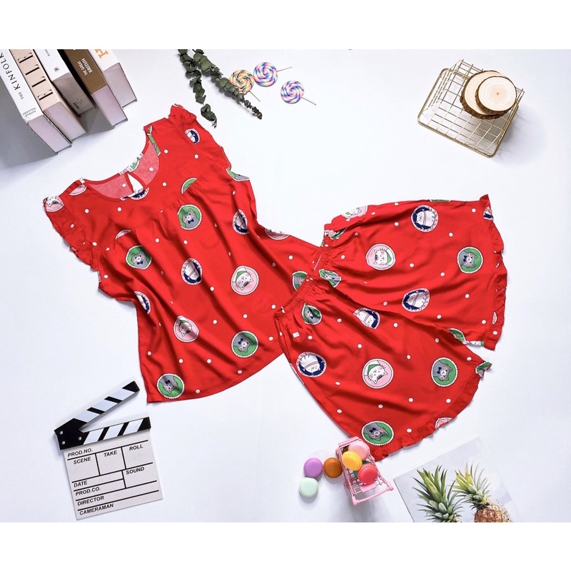 [SIZE 2] Đồ bộ Tole đùi tay cánh tiên-Đồ bộ lanh 2 da loại 1 dễ thương