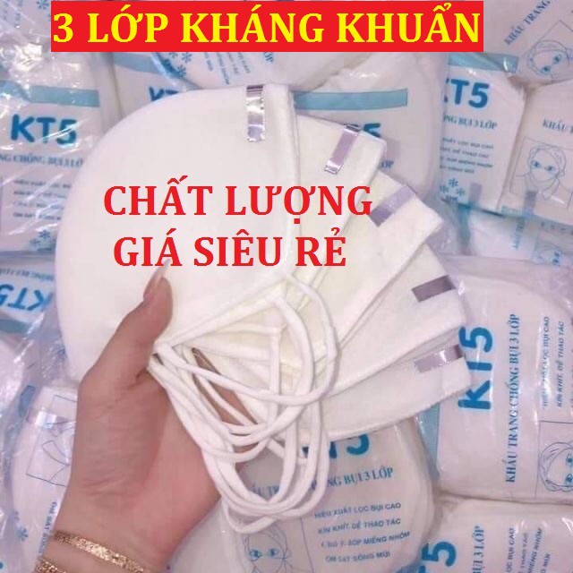 Combo 10 Khẩu Trang 3 Lớp KT5 Kháng Khuẩn, Lọc Bụi ôm sát, Giặt được dùng nhiều lần, khau trang giá rẻ