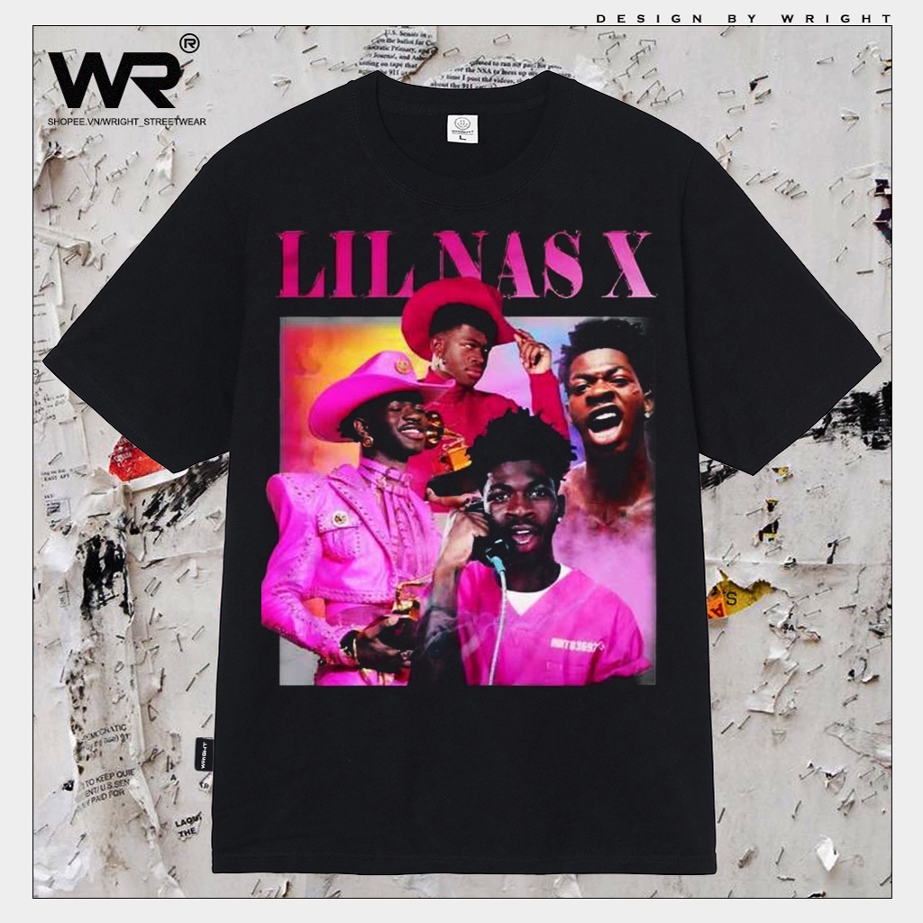 Áo thun Lil Nas X Industry Baby Bootleg wright phong cách vintage streetwear tay ngắn rap hiphop