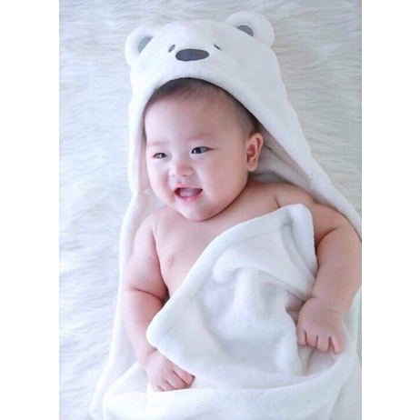 Chăn Ủ Sơ Sinh Hình Gấu Có Mũ KT 82 x 99cm, Khăn Choàng Ủ Minizon Cho Bé Babibu - CUHG