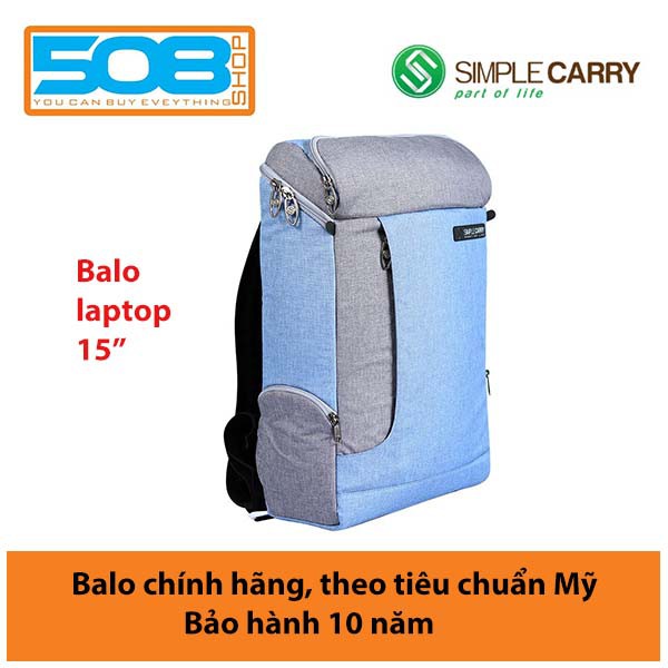 Balo Laptop SimpleCarry K5(Xám-Xanh) cho laptop 15" – Bảo hành chính hãng 10 năm