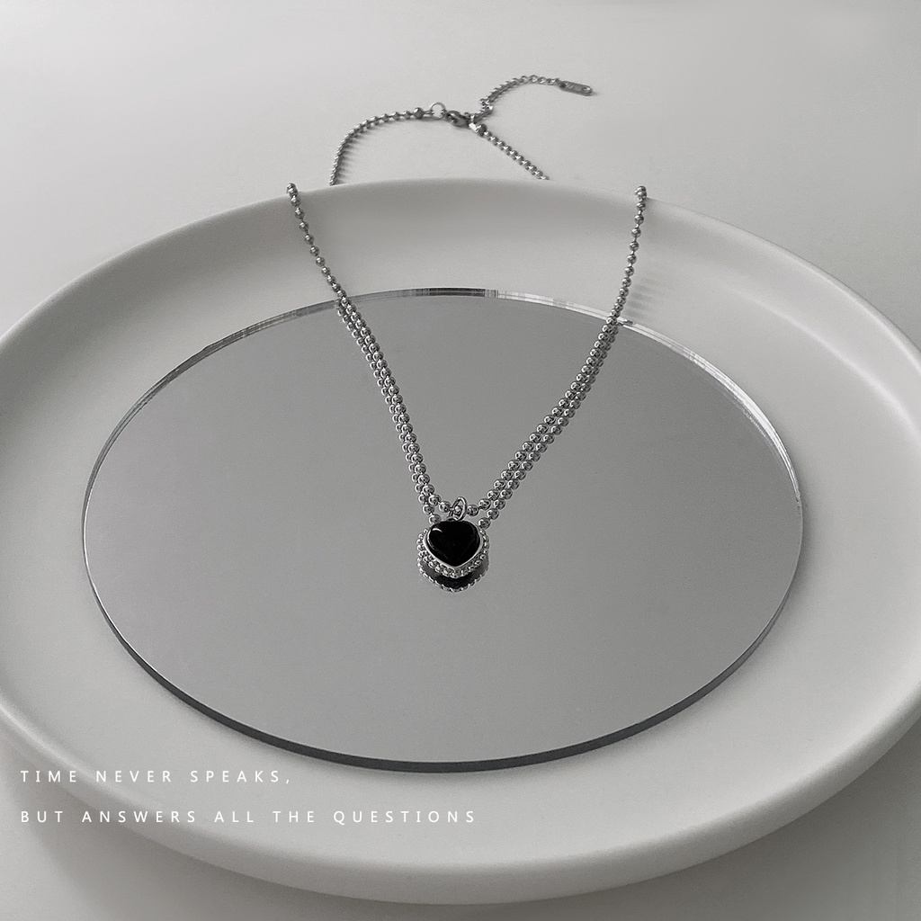 IF ME Vòng cổ mặt trái tim màu đen đơn giản cá tính cho nữ