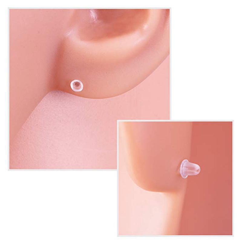 ✿INF✿50 Pairs Invisible Plastic Blank Earrings Pins Post with Silicone Earring Backs