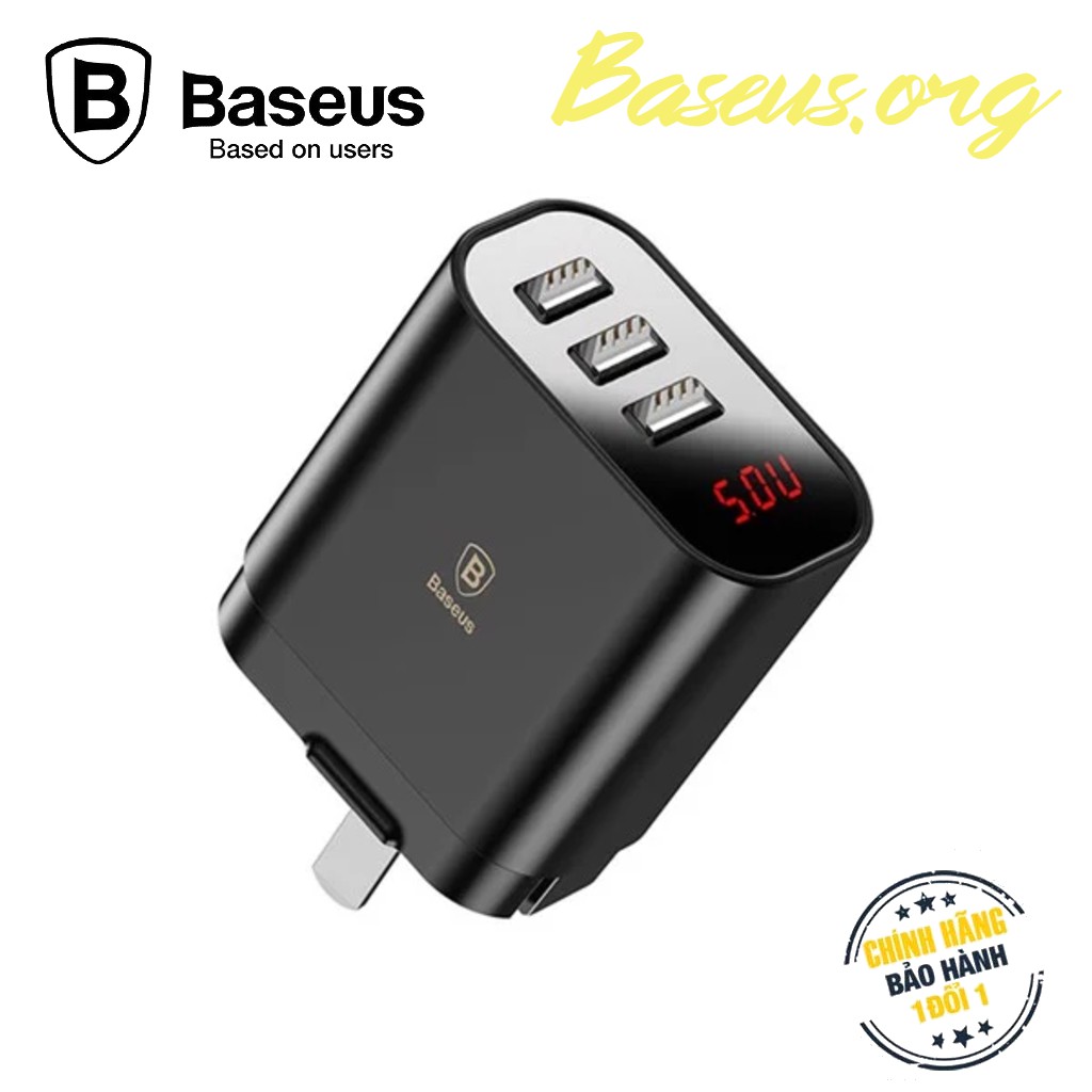 Củ sạc đa năng Baseus Baseus - 3 cổng sạc ( Đèn LED báo dòng - Sạc 3 thiết bị cùng lúc)