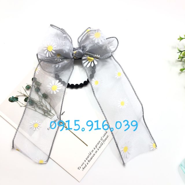 Cột tóc nơ voan bông cúc, Cột tóc nơ hoa cúc