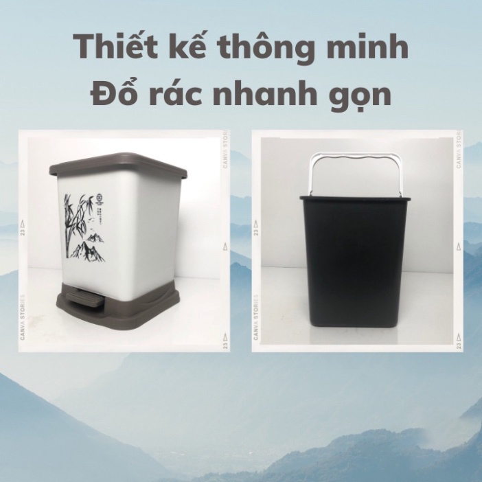 Thùng Đựng Rác Văn Phòng Tiện Lợi Có Nắp Đậy Phong Cách Nhật Bản