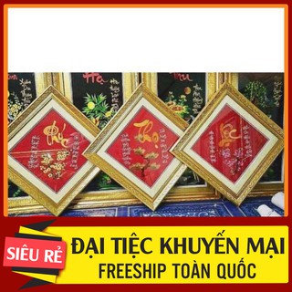 [Rẻ bất ngờ]  Tranh Thêu vi tính PHÚC LỘC THỌ 35x35cm