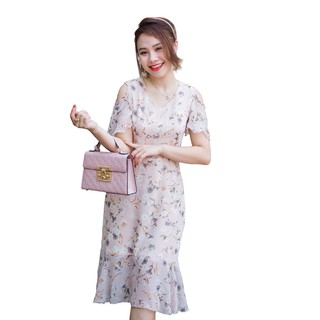 G Beauty - Váy hoa hở vai hồng