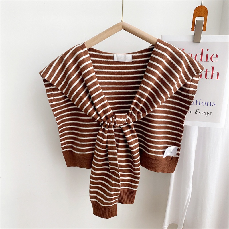 Khăn Choàng Cổ Dệt Kim Màu Trơn Họa Tiết Kẻ Sọc Cho Nữ