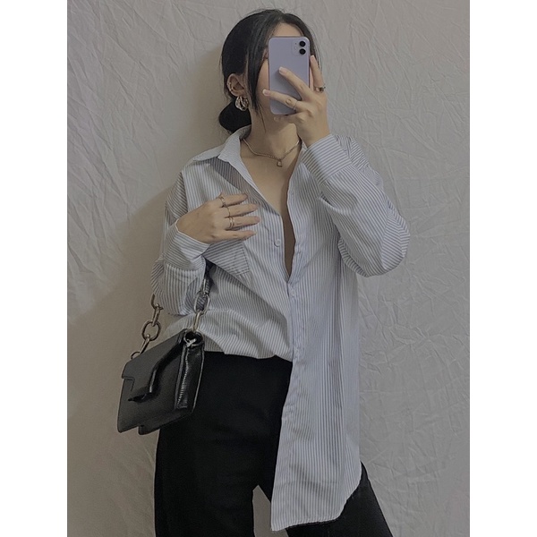 [Mã FAMARAL1 giảm 10K đơn 50K] Áo sơmi kẻ sọc oversize