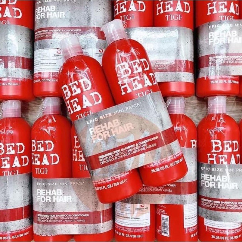 ✅ BỘ DẦU GỘI + DẦU XẢ TIGI Haircare Bed Head Rehab For Hair Shampoo And Conditioner 750 Ml (ĐỎ)