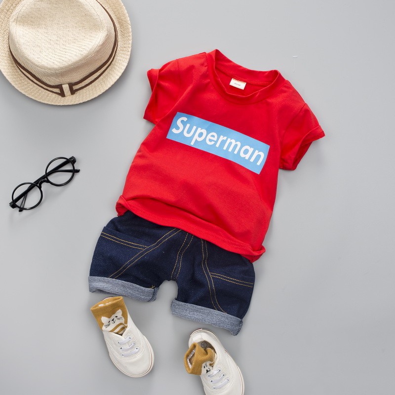 Set áo thun phối chữ + quần Jeans thời trang cho bé